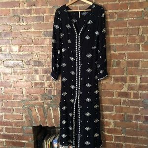 Free People NWOT Black Embroidered Maxi Dress